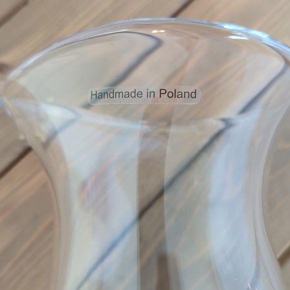 (NEW) Handmade in Poland Clear Glass Donut Hole Wine Pitcher Decanter - Picture 3 of 9